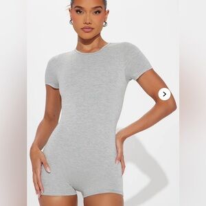 Fashion Nova Light Gray Short Sleeve Jumpsuit